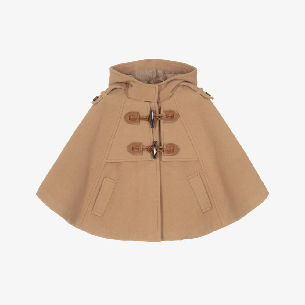 Miranda-Бежевый уютный дафл кейп для девочек | Childrensalon Outlet