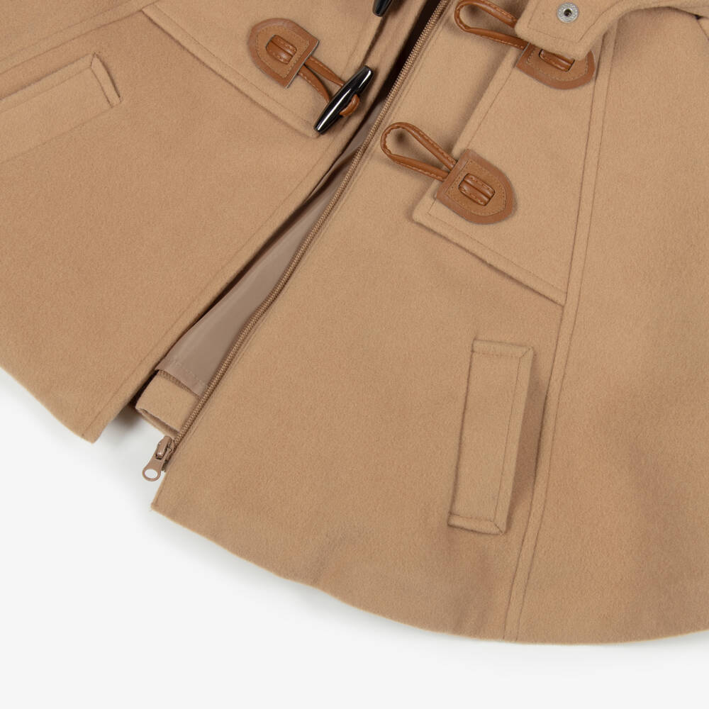 Miranda-Бежевый уютный дафл кейп для девочек | Childrensalon Outlet