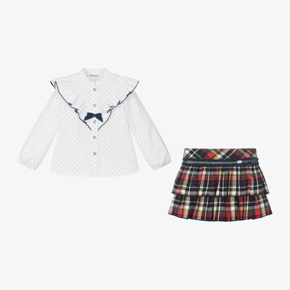 Miranda-Girls Blue Check Blouse and Skort | Childrensalon Outlet