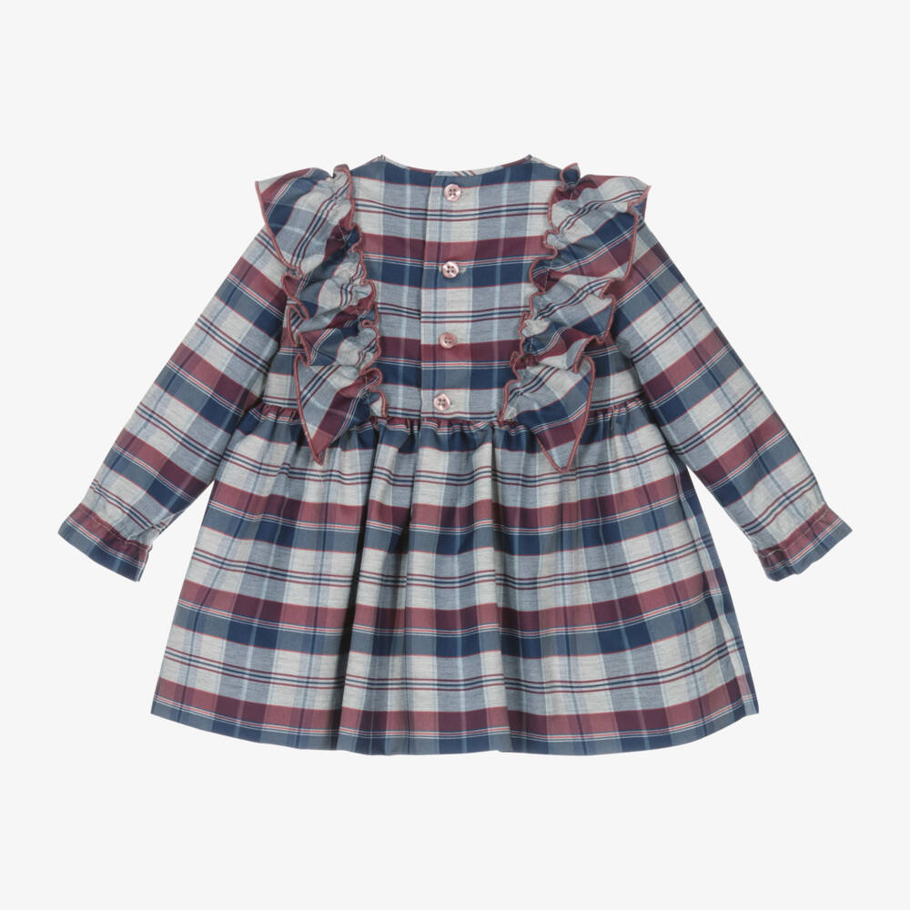 Miranda-Girls Blue Check Tartan Dress | Childrensalon Outlet