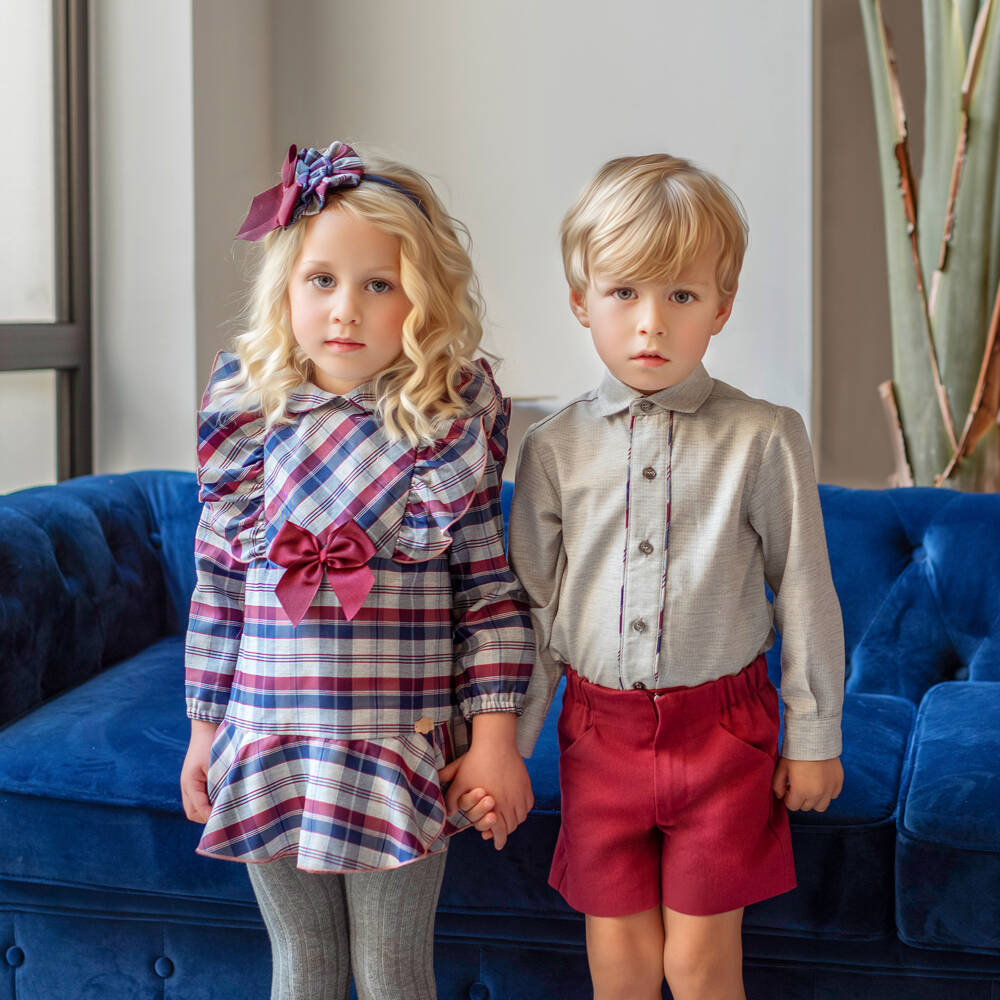 Miranda-Girls Blue Check Tartan Dress | Childrensalon Outlet