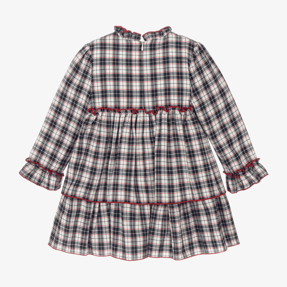 Miranda-Girls Blue Checkered Bow Dress | Childrensalon Outlet