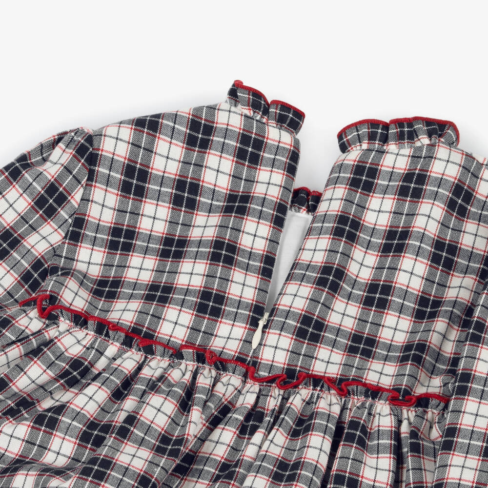 Miranda-Girls Blue Checkered Bow Dress | Childrensalon Outlet