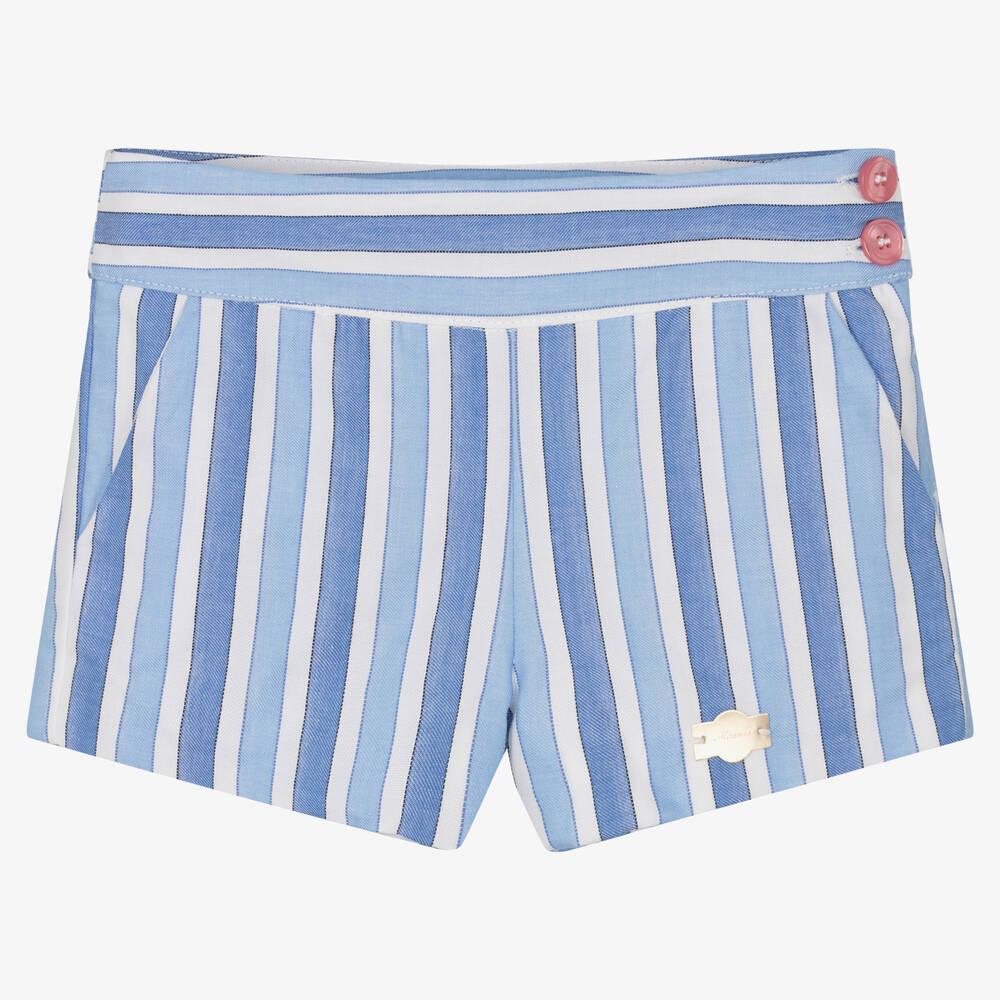 ميراندا-طقم شورت قطن لون أزرق بطبعة ورود للبنات | Childrensalon Outlet