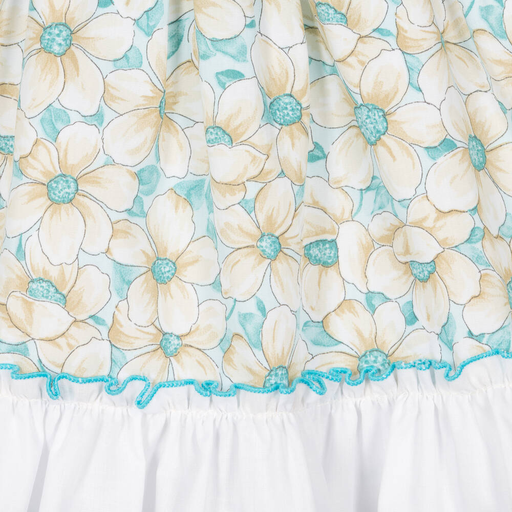 Miranda-Girls Blue Floral Cotton Dress | Childrensalon Outlet