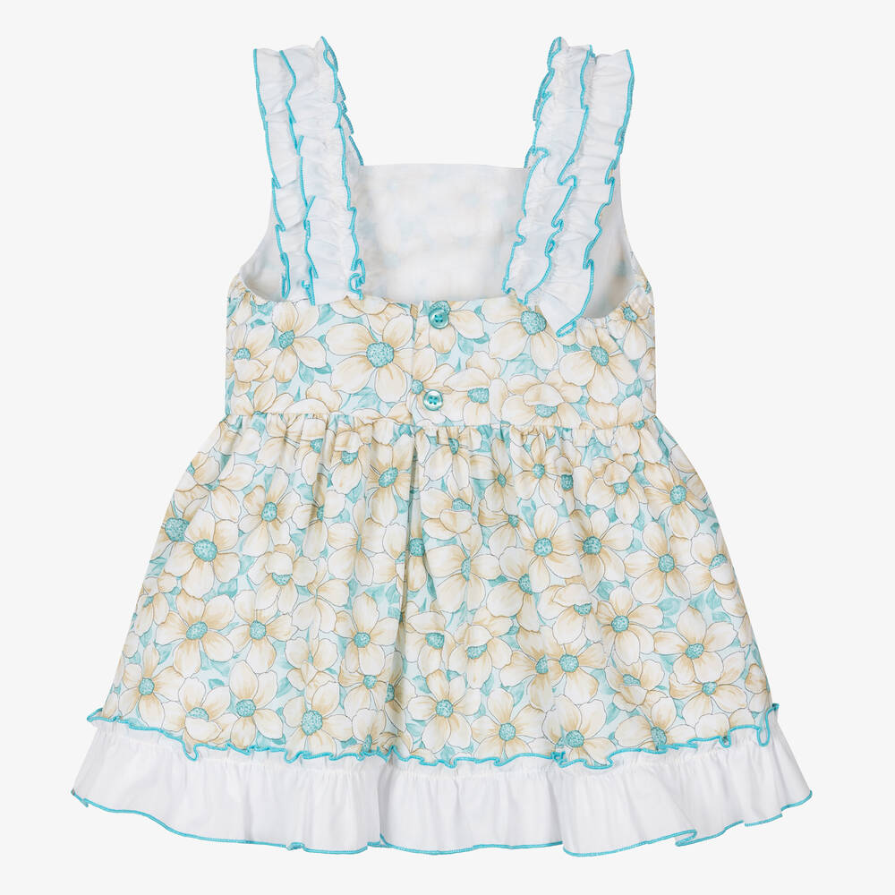Miranda-Girls Blue Floral Cotton Dress | Childrensalon Outlet
