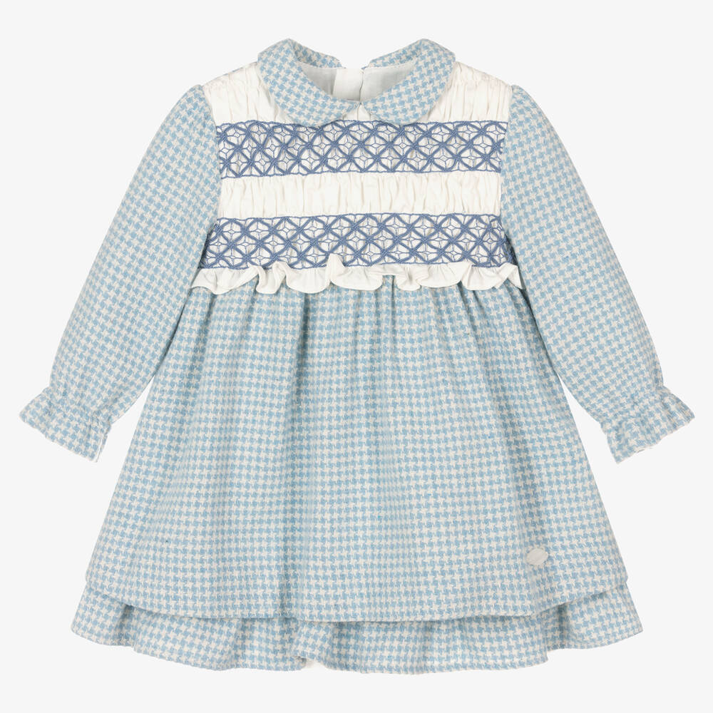 Miranda - Голубое платье в гусиную лапку | Childrensalon