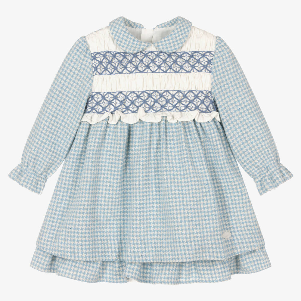 Miranda - Girls Blue Houndstooth Dress | Childrensalon