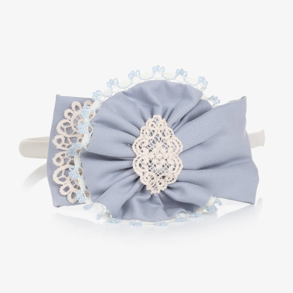 Miranda-Girls Blue & Ivory Lace Hairband | Childrensalon Outlet