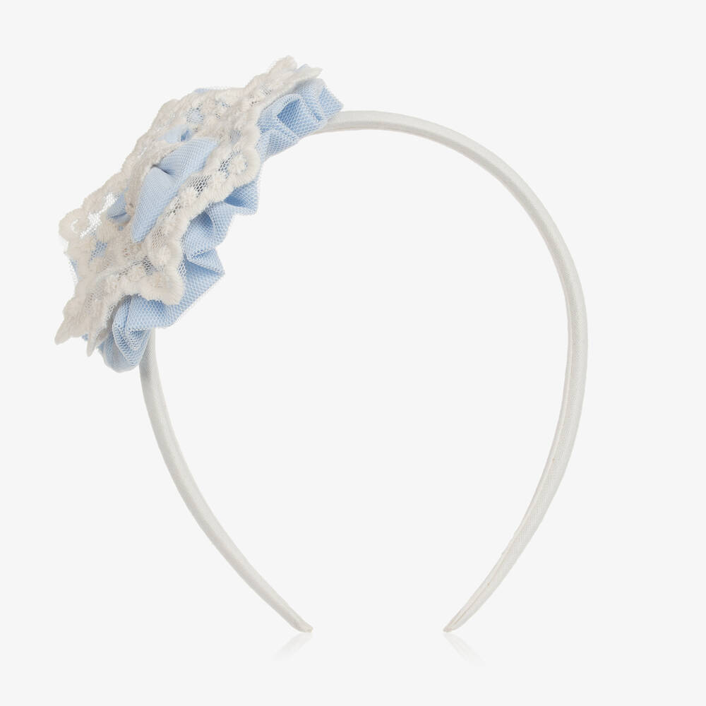 Miranda-Girls Blue Lace & Tulle Hairband | Childrensalon Outlet
