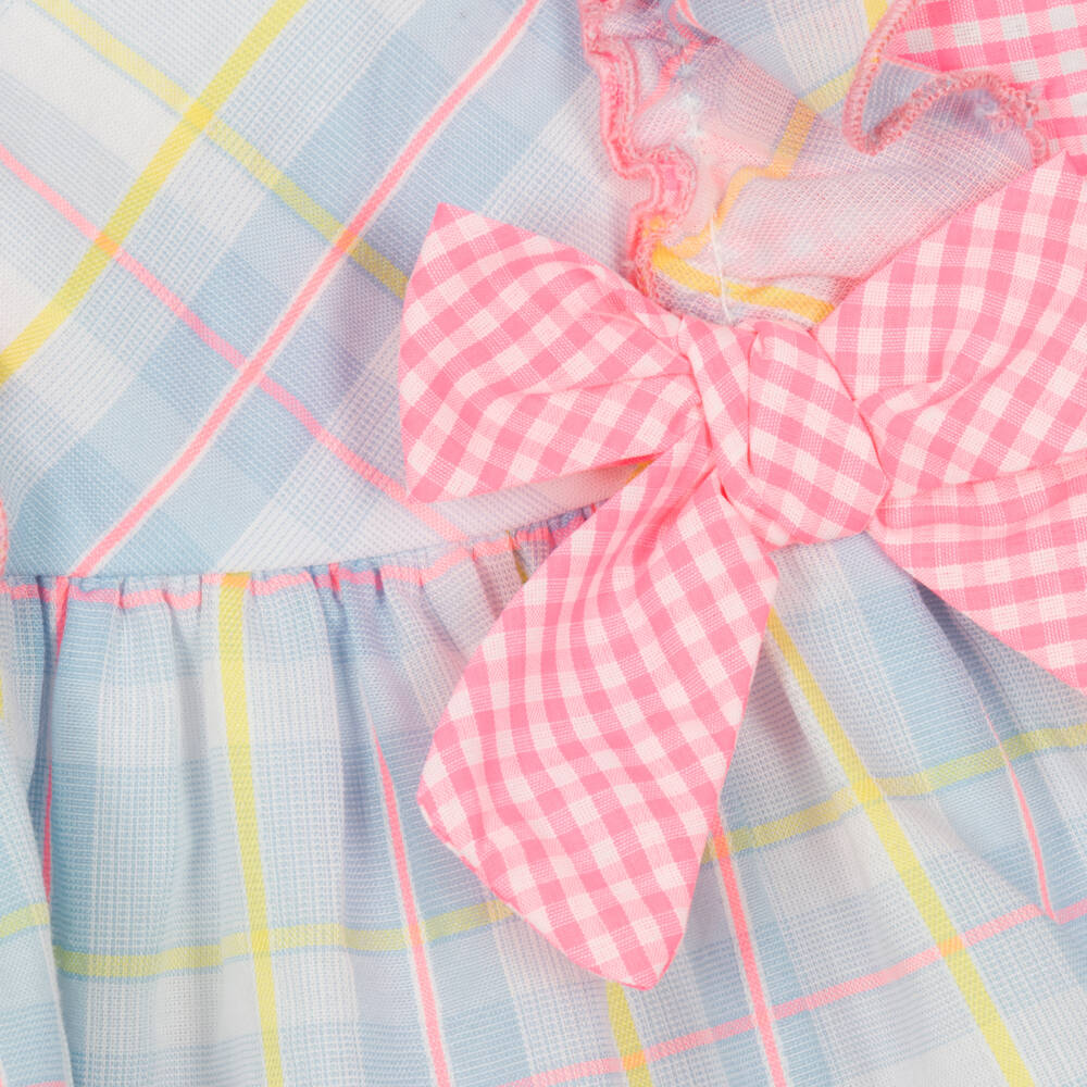 Miranda-Girls Blue & Pink Check Cotton Dress | Childrensalon Outlet