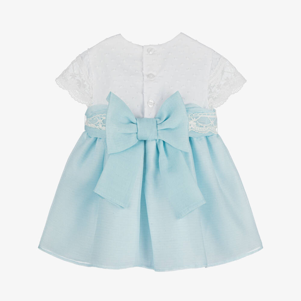 Miranda-Girls Blue Plumeti Lace Dress | Childrensalon Outlet
