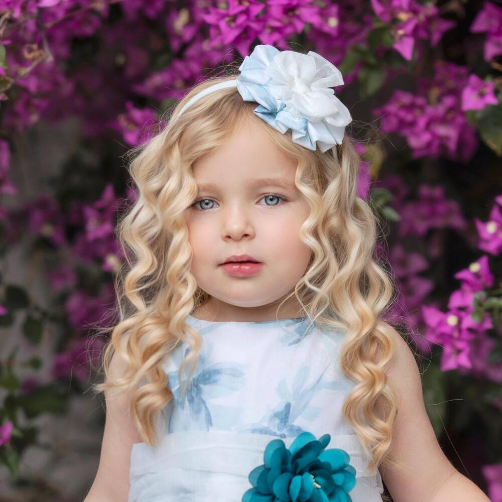 Miranda-Girls Blue Rosette Floral Headband | Childrensalon Outlet