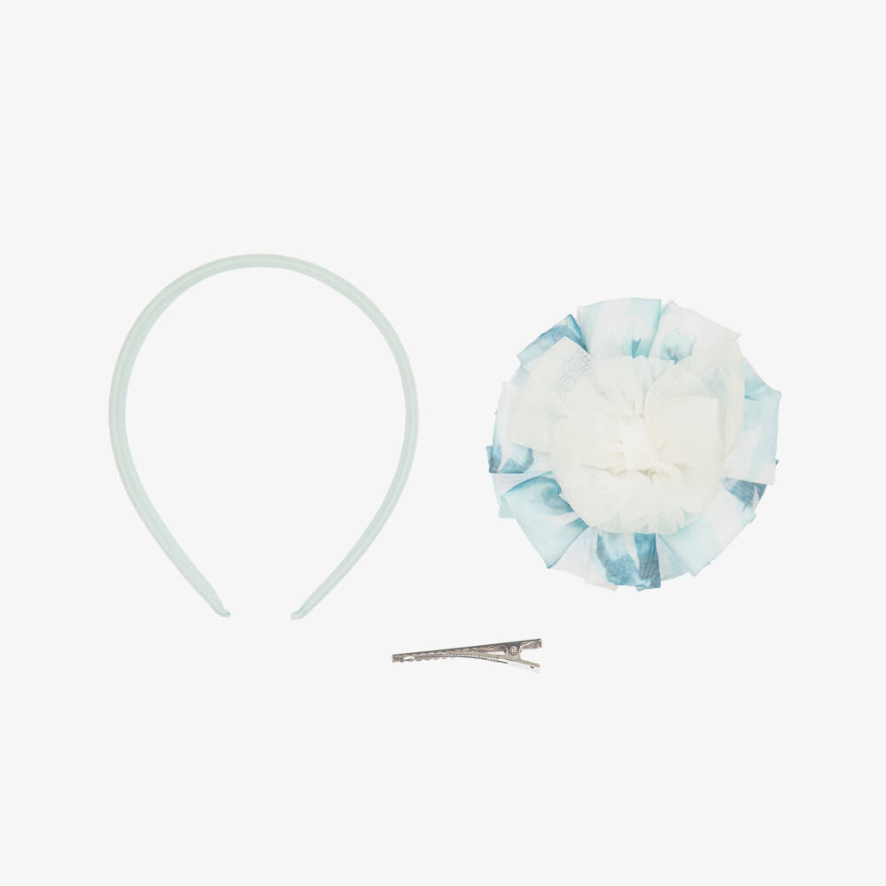 Miranda-Girls Blue Rosette Floral Headband | Childrensalon Outlet