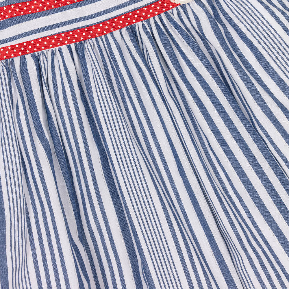 ميراندا-فستان قطن مقلم لون أبيض وأزرق | Childrensalon Outlet