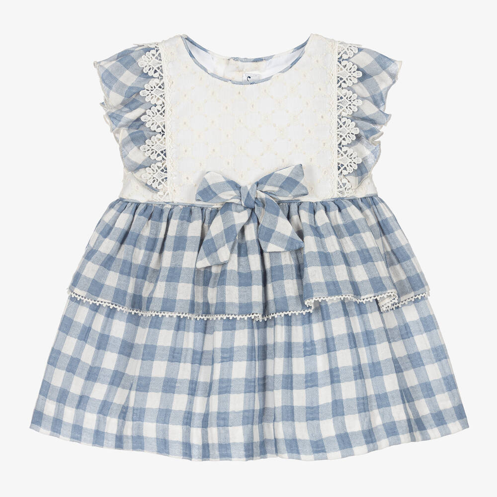 Miranda - Girls Blue & White Gingham Dress | Childrensalon
