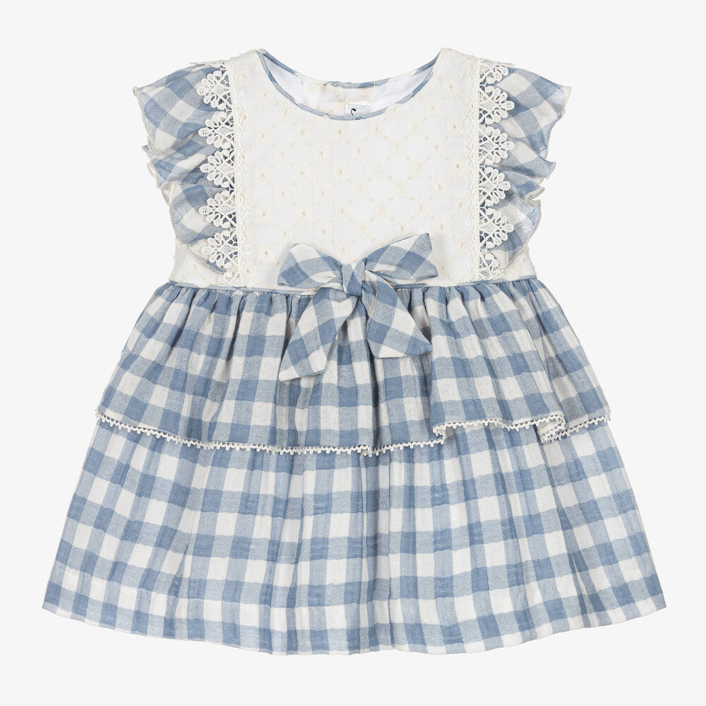 Miranda - Robe bleue et blanche vichy fille | Childrensalon