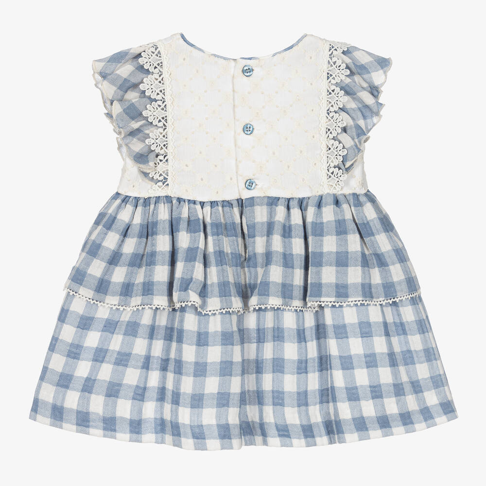 Miranda-فستان أطفال بناتي قطن لون أزرق وأبيض | Childrensalon Outlet
