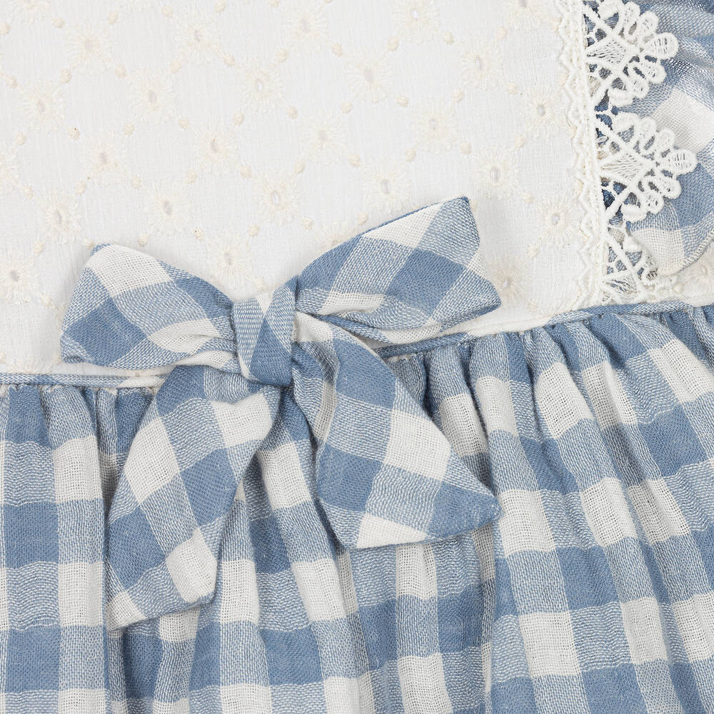 Miranda-فستان أطفال بناتي قطن لون أزرق وأبيض | Childrensalon Outlet