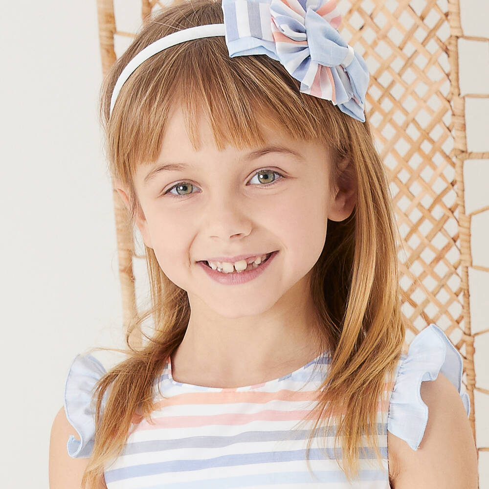 Miranda-Girls Blue & White Rosette Hairband | Childrensalon Outlet