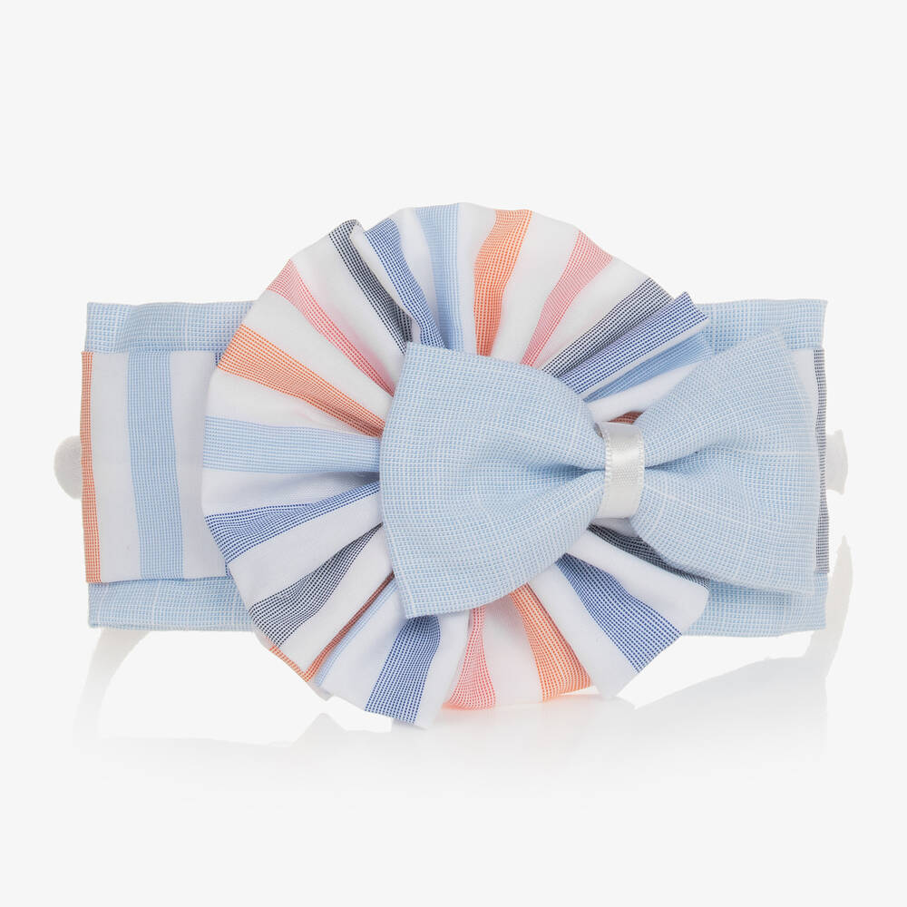 Miranda-Girls Blue & White Rosette Hairband | Childrensalon Outlet