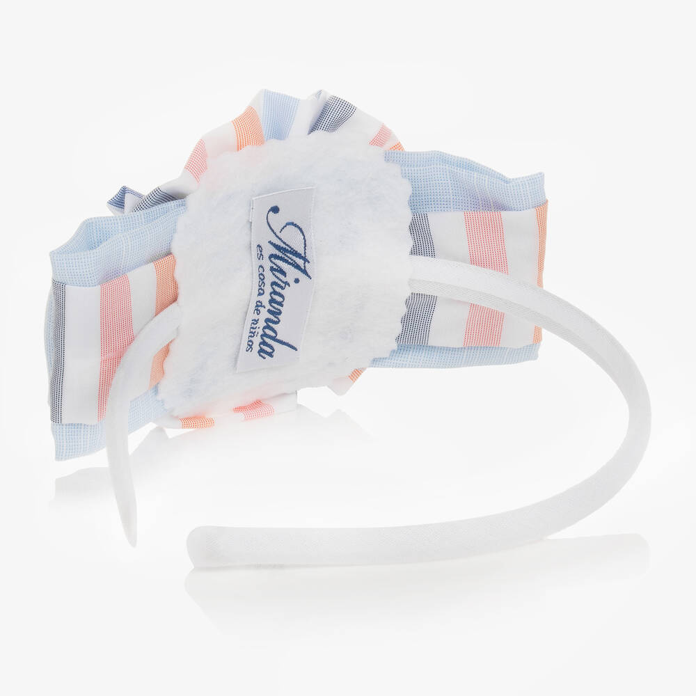 Miranda-Girls Blue & White Rosette Hairband | Childrensalon Outlet