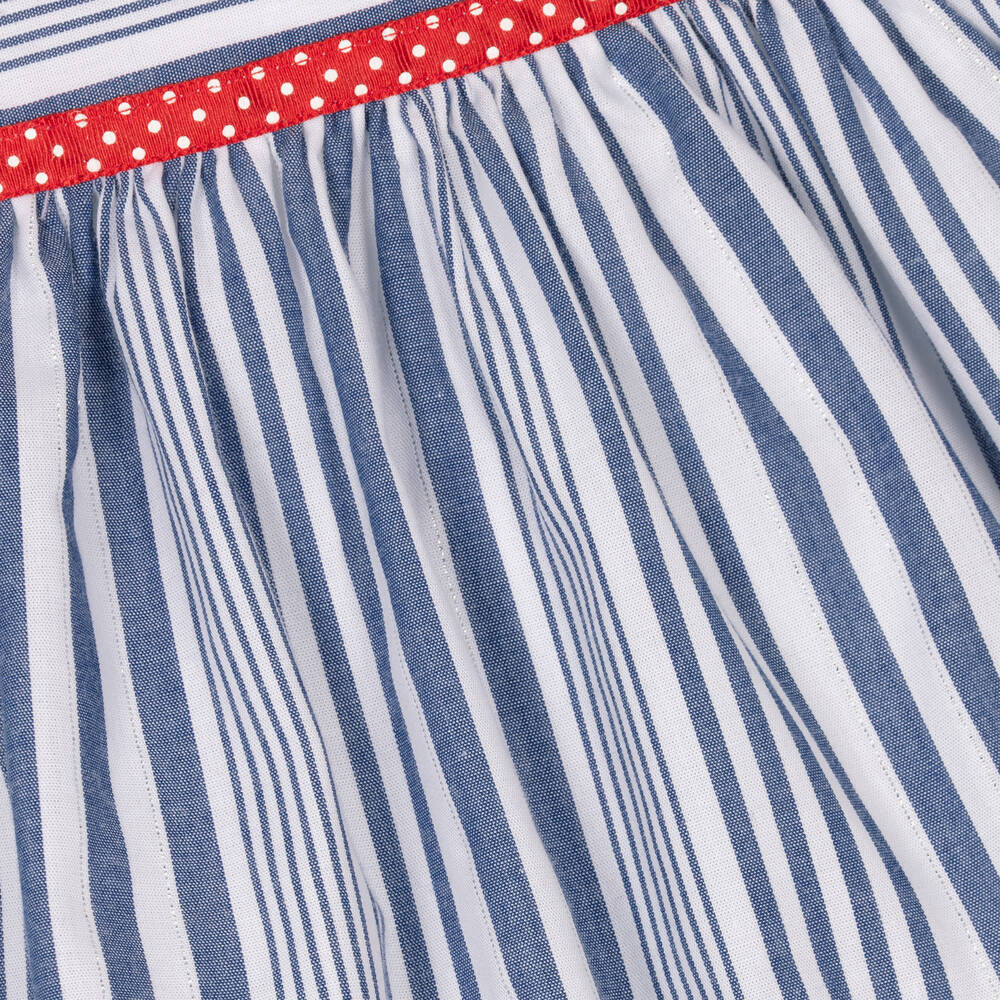 ميراندا-فستان أطفال بناتي قطن مقلم لون أزرق وأبيض | Childrensalon Outlet