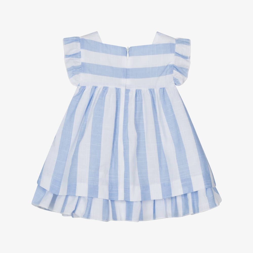 Miranda-Girls Blue & White Striped Cotton Dress | Childrensalon Outlet