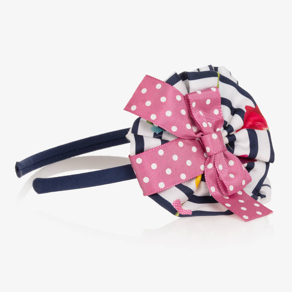 Miranda-Girls Blue & White Striped Hairband | Childrensalon Outlet