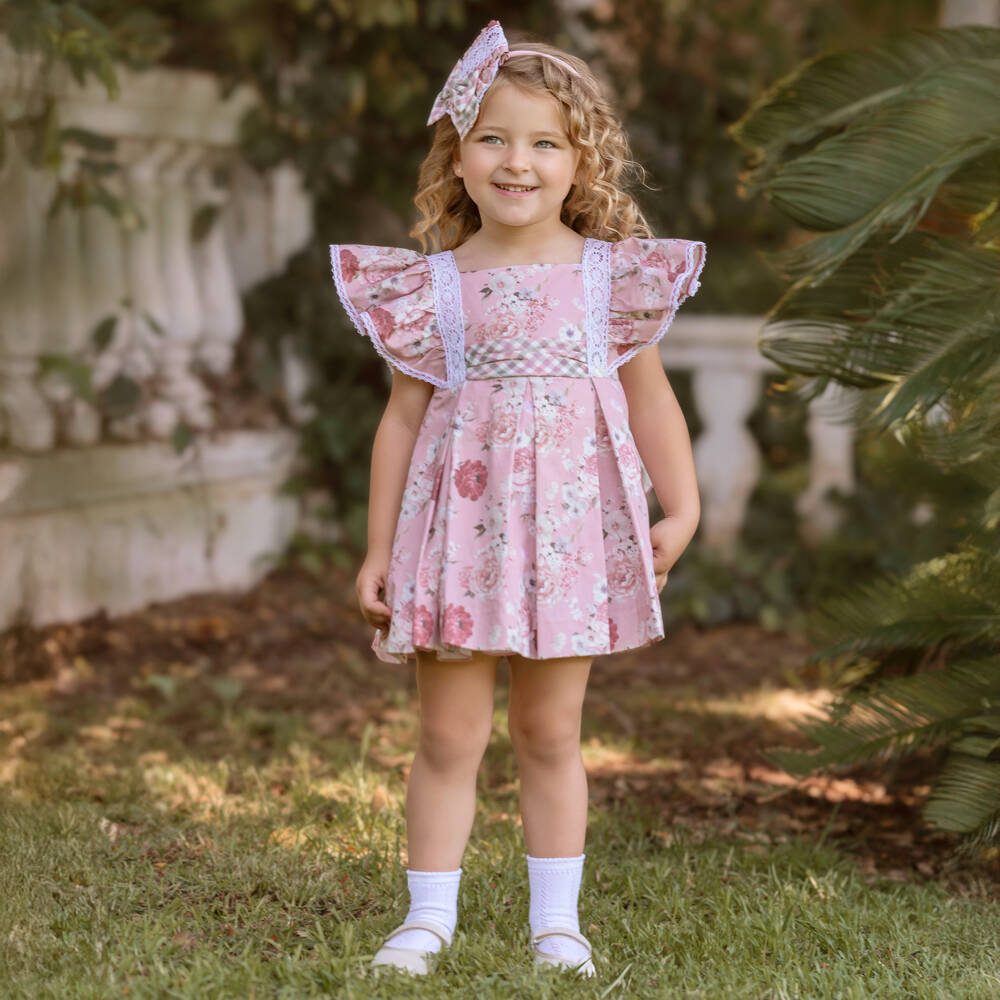 Miranda-Girls Blush Floral Cotton Frock | Childrensalon Outlet