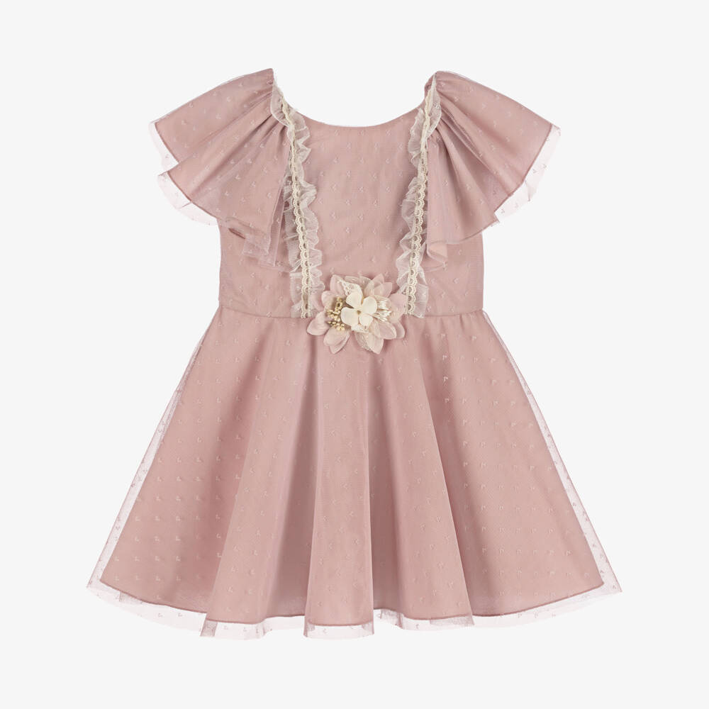 Miranda-Girls Blush Tulle Ruffle Dress | Childrensalon Outlet