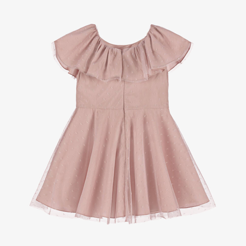Miranda-Girls Blush Tulle Ruffle Dress | Childrensalon Outlet
