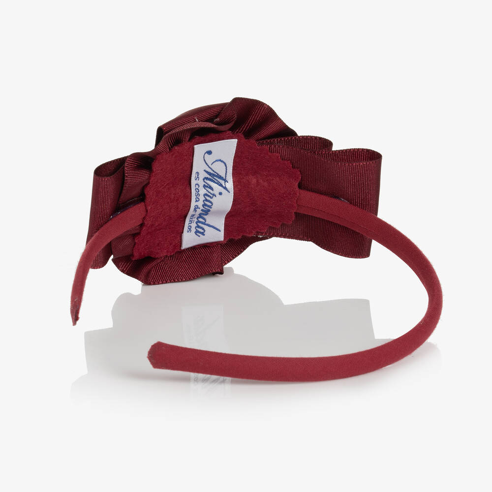 Miranda-Girls Burgundy Red Bow Hairband | Childrensalon Outlet