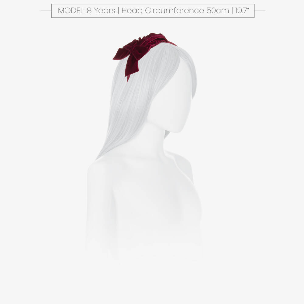 Miranda-Girls Burgundy Red Velvet Bow Hairband | Childrensalon Outlet
