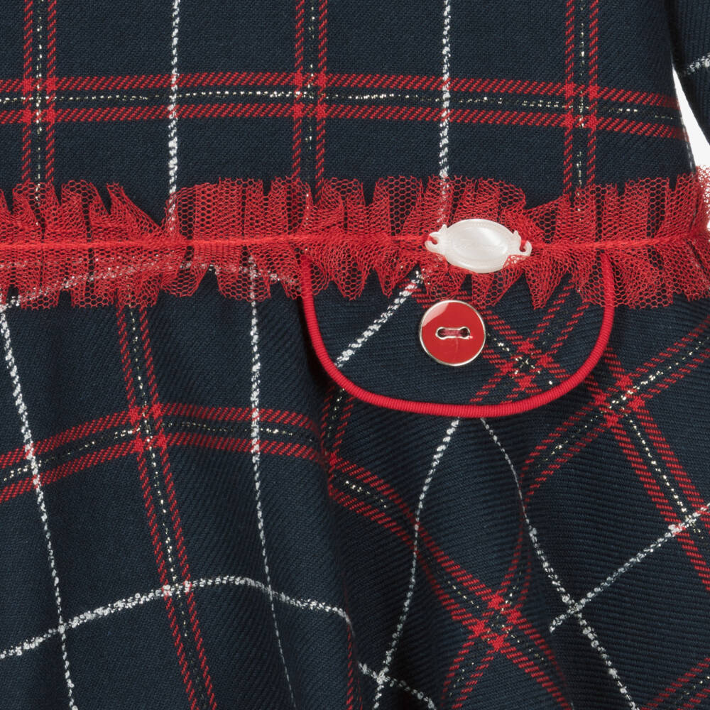 Miranda-Girls Checked Navy Dress | Childrensalon Outlet