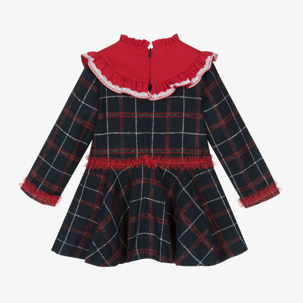 Miranda-Girls Checked Navy Dress | Childrensalon Outlet
