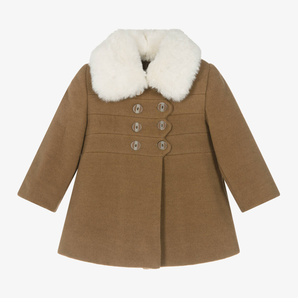 Miranda-Girls Chocolate Felted Overcoat | Childrensalon Outlet
