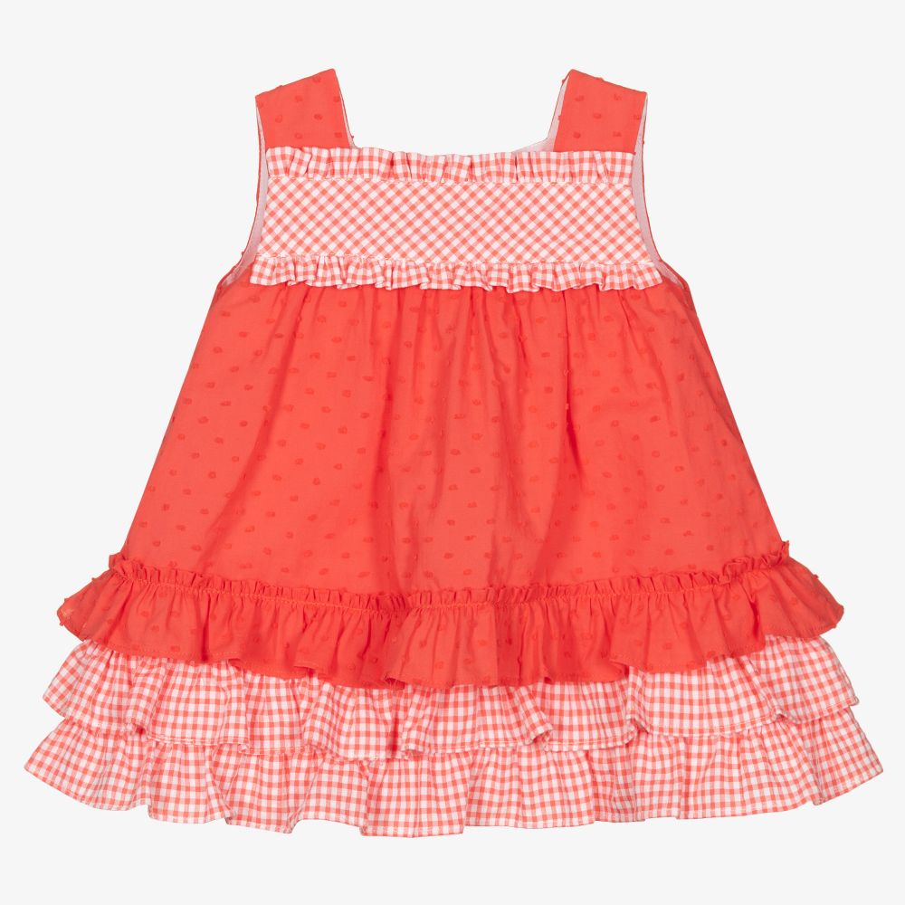 Miranda - Korallenrosa Baumwollkleid (M)  | Childrensalon