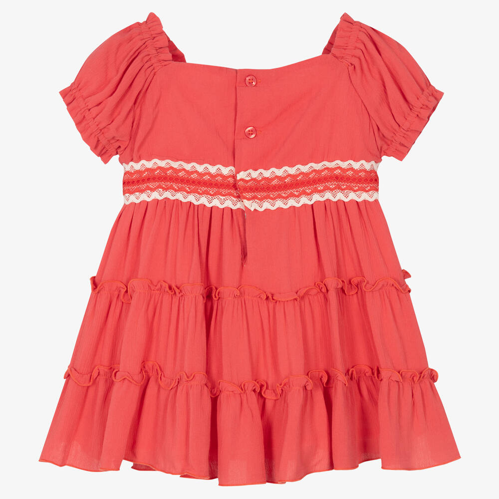 Miranda-فستان فيسكوز مزين بدانتيل لون أحمر | Childrensalon Outlet