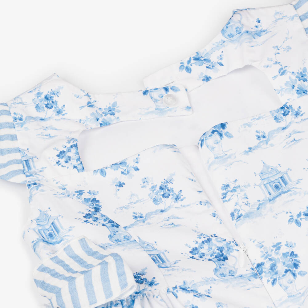 Miranda-فستان قطني أزرق أنيق للبنات مزين بالزهور | Childrensalon Outlet