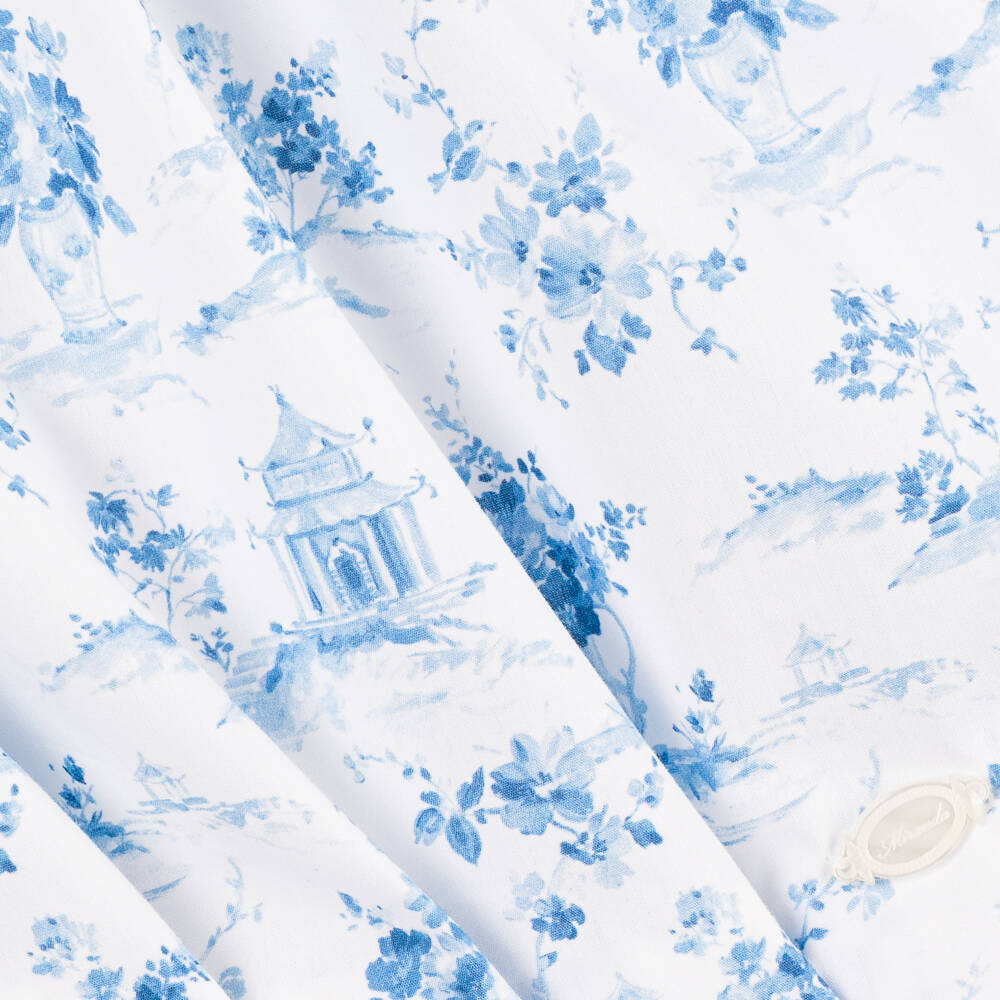 Miranda-فستان قطني أزرق أنيق للبنات مزين بالزهور | Childrensalon Outlet