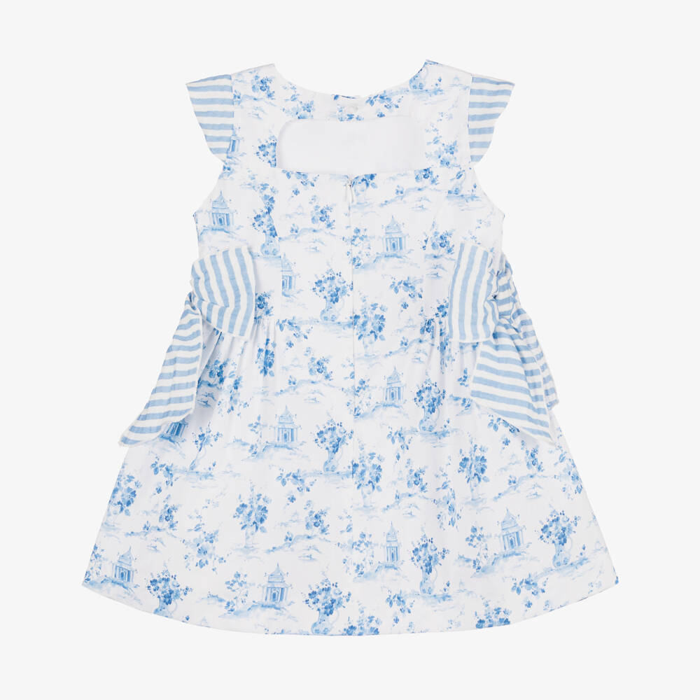 Miranda-فستان قطني أزرق أنيق للبنات مزين بالزهور | Childrensalon Outlet
