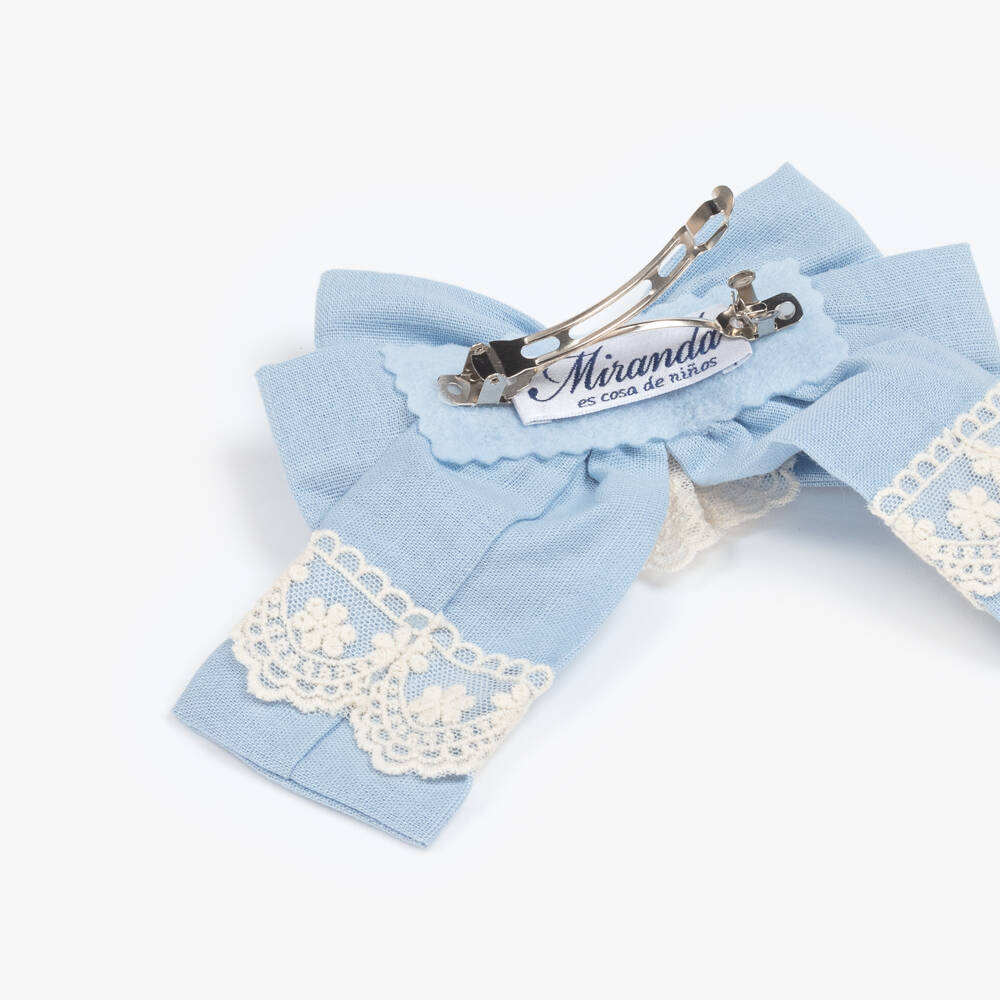 Miranda-Girls Elegant Blue Lace Bow Clip | Childrensalon Outlet