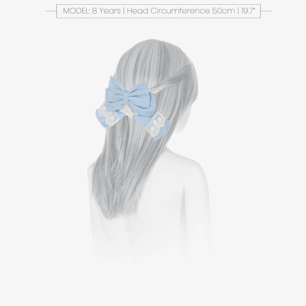 Miranda-Girls Elegant Blue Lace Bow Clip | Childrensalon Outlet