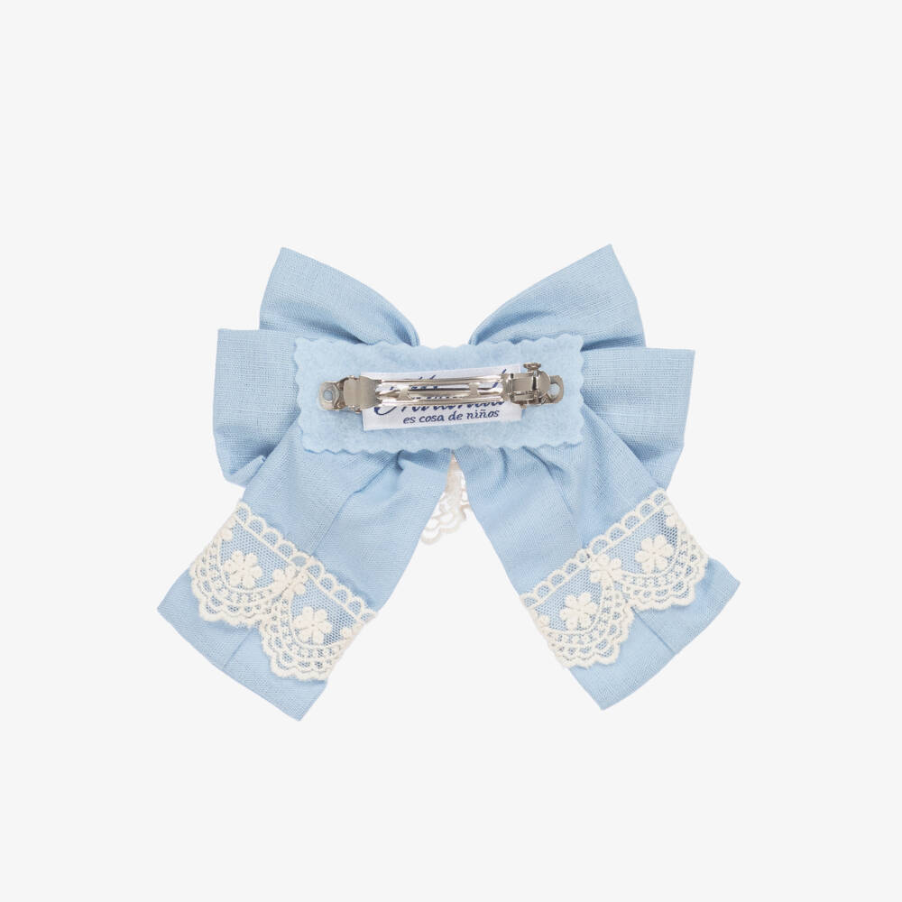Miranda-Girls Elegant Blue Lace Bow Clip | Childrensalon Outlet