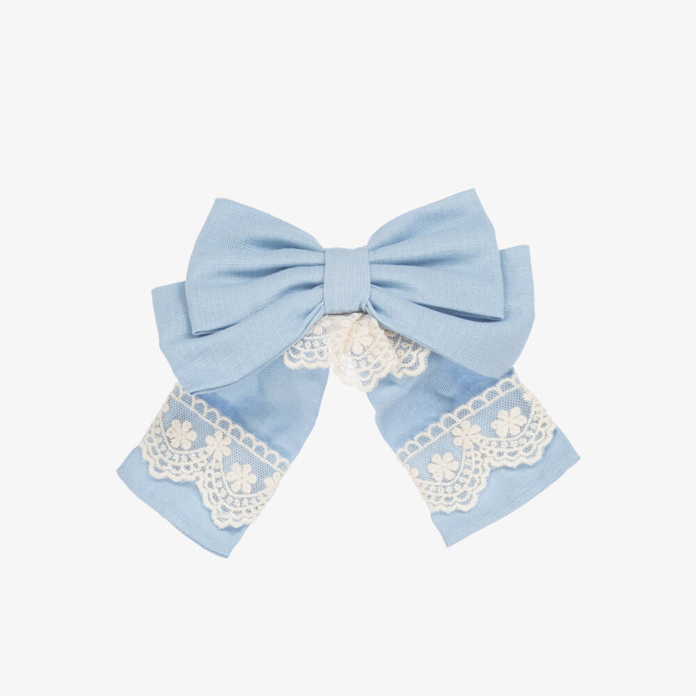 Miranda-Элегантная синяя заколка с кружевным бантом для девочек | Childrensalon Outlet