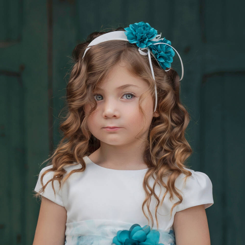 Miranda-إكسسوار شعر أزرق ساتان فاخر للبنات | Childrensalon Outlet