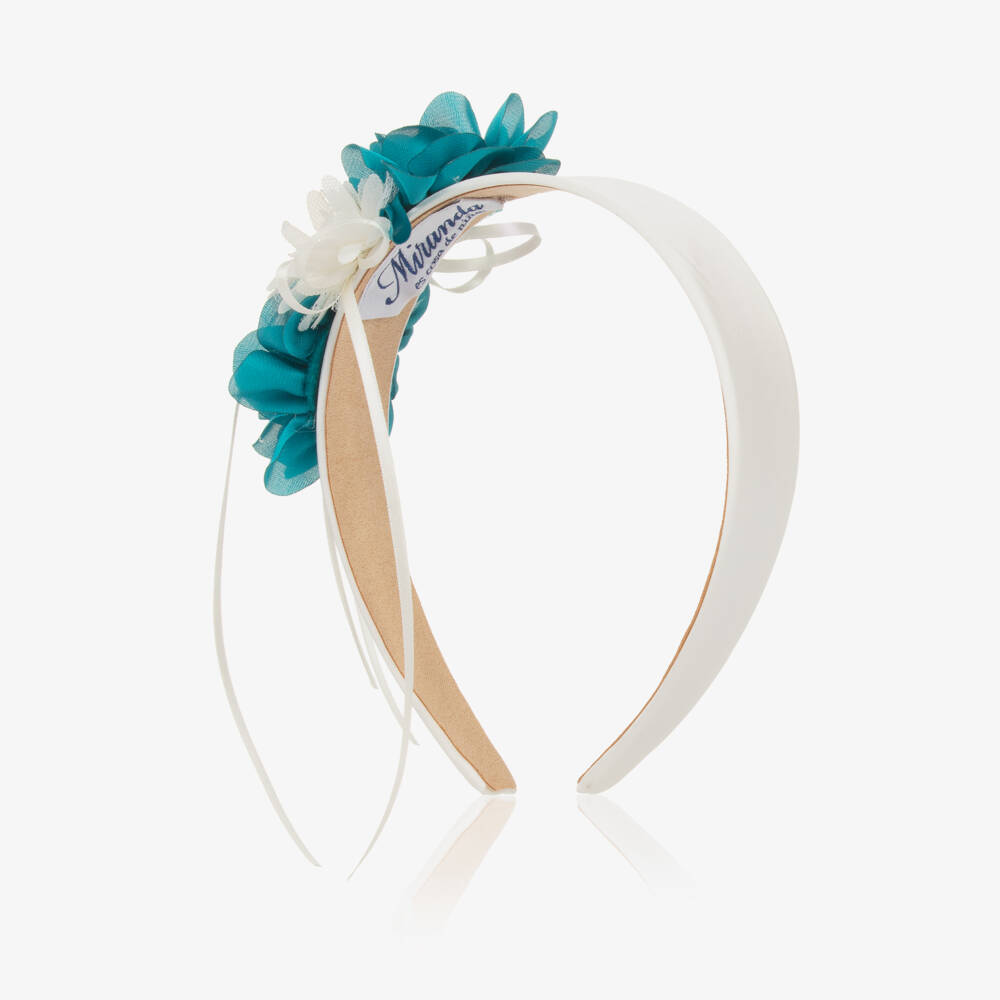 Miranda-إكسسوار شعر أزرق ساتان فاخر للبنات | Childrensalon Outlet
