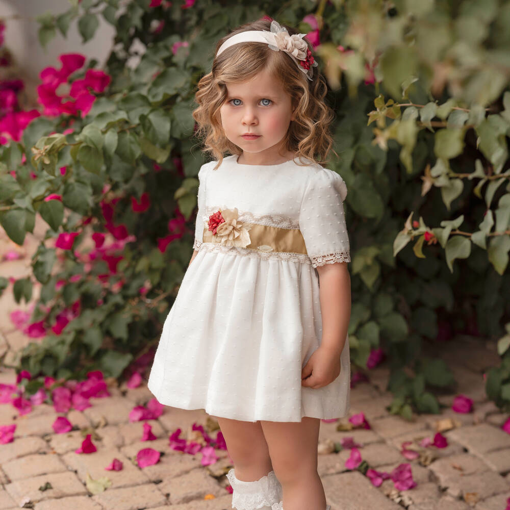 Miranda-Girls Elegant Ivory Lace Ensemble | Childrensalon Outlet
