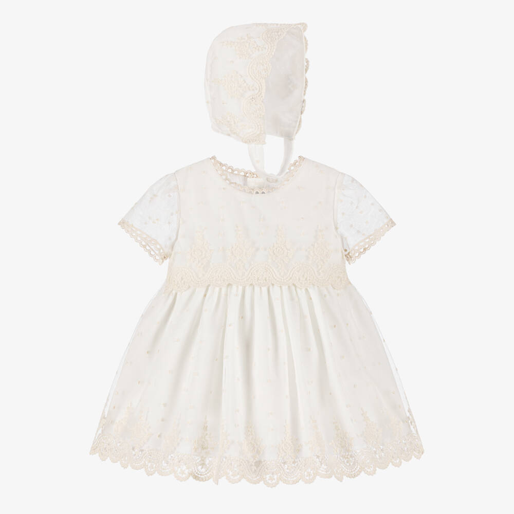 Miranda-Girls Elegant Ivory Lace Tulle Ensemble | Childrensalon Outlet